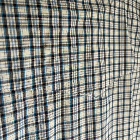 WRANGLER Men's Medium Blue Plaid Windowpane Western Pearl Snap Button Up Cowboy - Picture 7 of 10